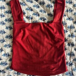 Red cropped tank top going out top